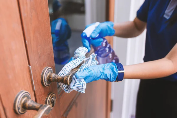 Sanitizer spray clean handle door protect virus bacteria Coronavirus.