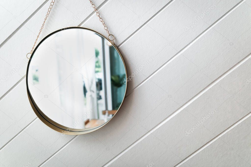 Circle mirror on a white background.