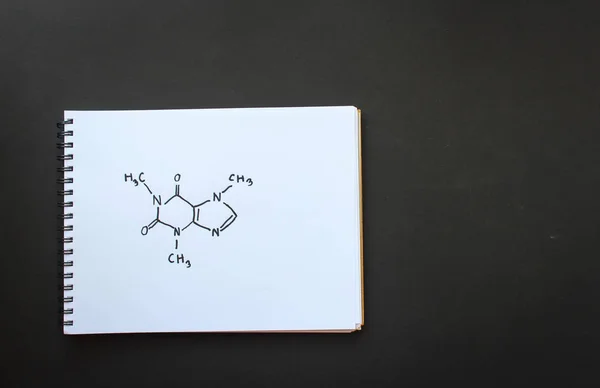 Χημική Δομή Ενός Μορίου Καφεΐνης — Φωτογραφία Αρχείου