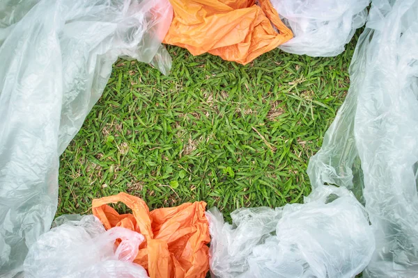 Plastic Bag on grass background