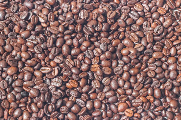 Geröstete Kaffeebohnen Arabica Hintergrund Ansicht Von Oben Kopierraum — Stockfoto