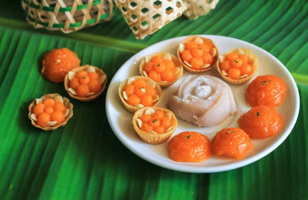 Traditionelles Thailändisches Dessert Nahaufnahme Künstlicher Thailändischer Desserts — Stockfoto