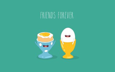 Yumurta yumurta bardak yazıt arkadaşlar sonsuza kadar yeşil zemin üzerine