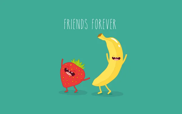 香蕉和草莓矢量图 — 图库矢量图片