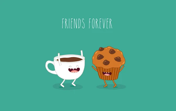 Kaffee Und Schokolade Muffin Vektor Illustration — Stockvektor