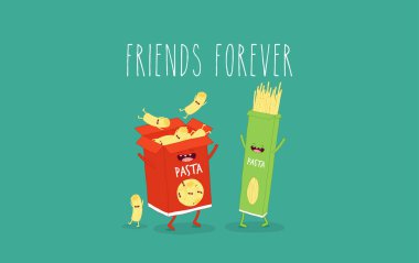 yeşil ve kırmızı makarna vektör çizim 