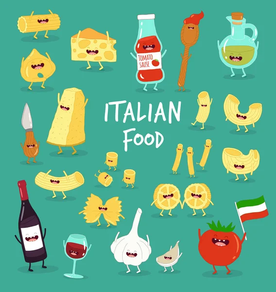 Ilustração Vetor Alimentar Italiano —  Vetores de Stock