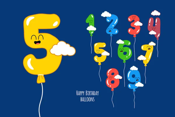 Color Balloons Numbers Birthday Created Celebration Vector Illustration — Stock Vector