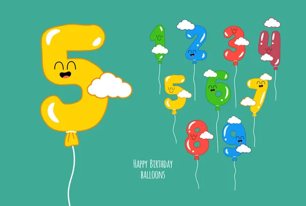 Color Balloons Numbers Birthday Created Celebration Vector Illustration — Stock Vector