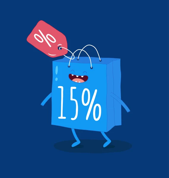 Bolsa Compras Con Descuento Ilustración Vectorial — Vector de stock