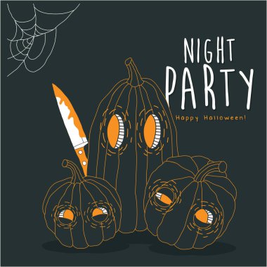 Komik Mutlu Cadılar Bayramı kartı. Vektör illüstrasyonu.