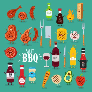 Barbekü parti ızgara vektör çizimi