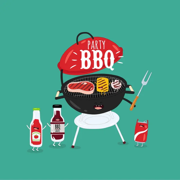 Barbacoa Partido Salsa Parrilla Vector Ilustración — Archivo Imágenes Vectoriales