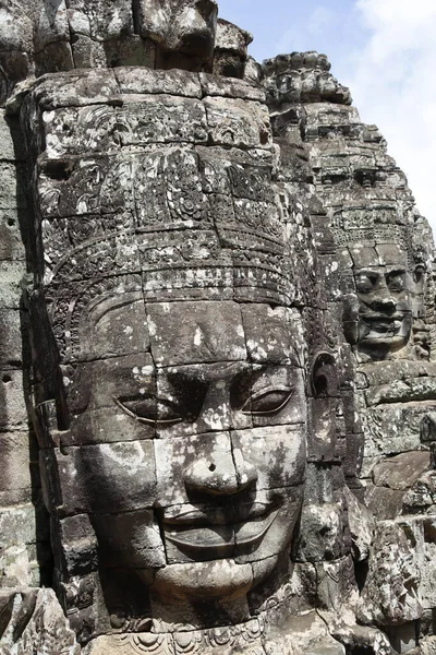 Πέτρινος Τοίχος Angkor Thom Siem Θερισμός Cambodia — Φωτογραφία Αρχείου