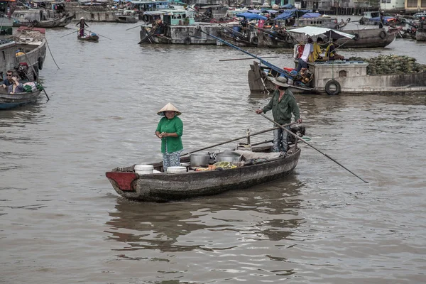 Chi Minh Vietnam Elokuu 2017 Mekongin Suiston Kelluvat Markkinat — kuvapankkivalokuva