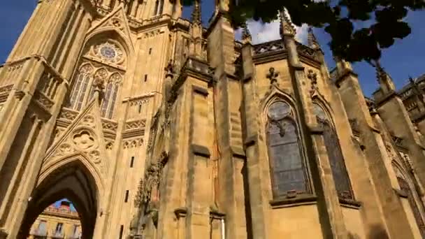 Neugotische Guten Hirten Kathedrale San Sebastin Aus Dem Jahrhundert Guipzcoa — Stockvideo