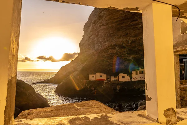 Casas Brancas Dentro Caverna Cidade Poris Candelaria Costa Noroeste Ilha — Fotografia de Stock