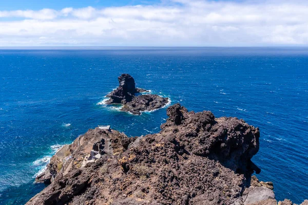 Cliff Descent Black Sand Beach Bujaren North Island Palma Canary — Stock Photo, Image