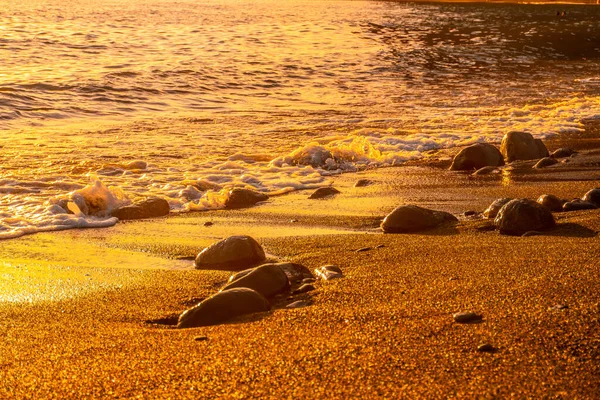Pedras Água Praia Pôr Sol Puerto Tazacorte Ilha Palma Ilhas — Fotografia de Stock