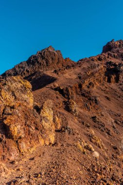 Volkanik Teneguia volkanının krateri, La Palma Adası, Kanarya Adaları 'ndan. İspanya