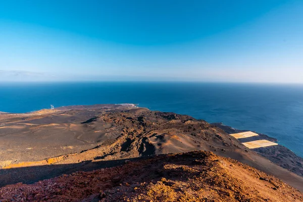 Panoramic view at sunset from the Teneguia volcano on the route of the volcanoes, La Palma island, Canary Islands. Spain