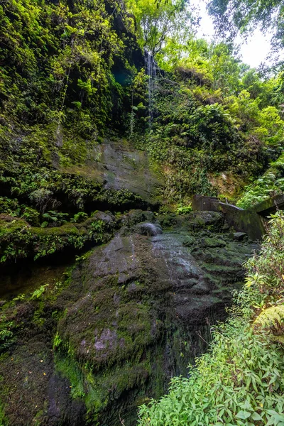 Wasserfall Mit Wenig Wasser Sommer Naturpark Los Tinos Der Nordostküste — Stockfoto