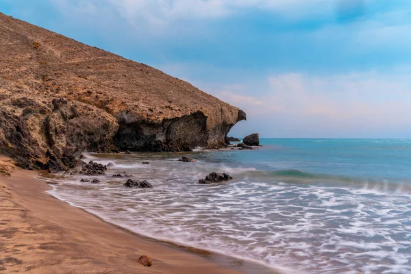 Cala Media Luna Sommareftermiddag Naturparken Cabo Gata Nijar Andalusien Spanien — Stockfoto