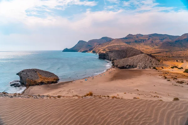 Panoramatický Výhled Shora Duny Playa Mnsul Přírodním Parku Cabo Gata — Stock fotografie