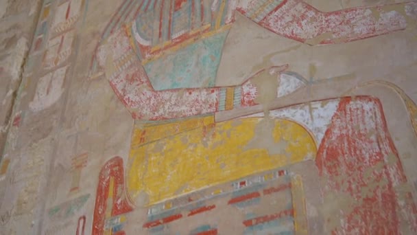 Preciosas Pinturas Del Templo Funerario Hatshepsut Luxor Egipto — Vídeo de stock