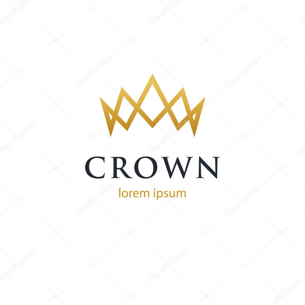 Modern geometric linear crown logo. Luxury symbol. Minimal design.