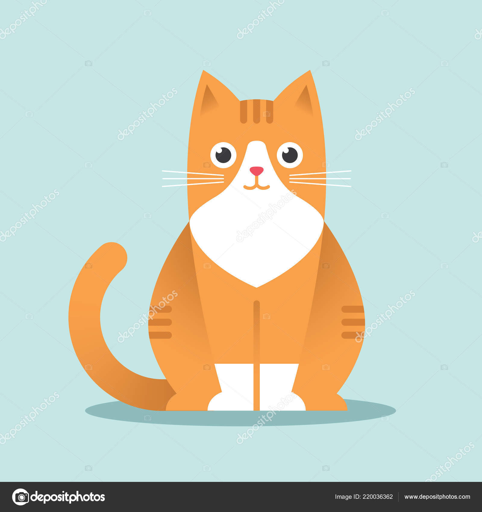 Sitting Red Cat Illustration Flat Style Happy Ginger Kitten Stock Vector Image by ©maglyvi #220036362