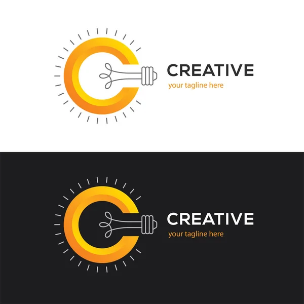 Creative Logo Letter Light Bulb White Black Background Bright Idea — Stock Vector