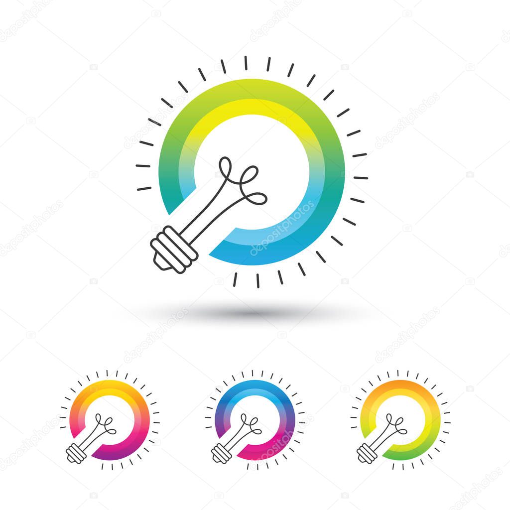Bright colorful light bulb logo set on white background. Creative idea icon.