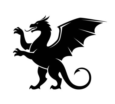 Ejderha siluet illüstrasyon ayakta.