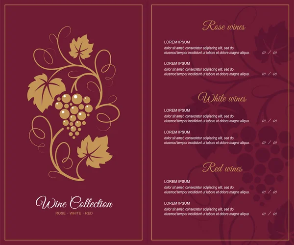 Vorlage für die Gestaltung der Weinkarte. — Stockvektor
