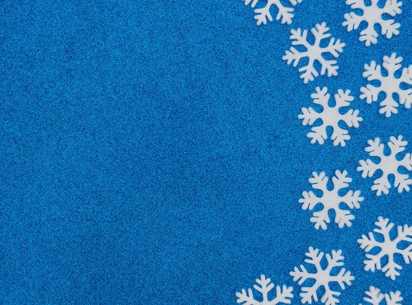 Fondo Azul Navidad Invierno Con Copos Nieve Blancos Tarjeta Felicitación —  Fotos de Stock