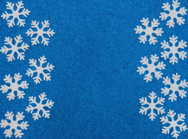 Різдвяний Або Зимовий Синій Фон Білими Сніжинками Новорічна Листівка Різдвяна — стокове фото