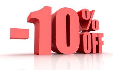 Yüzde 10 indirim, bu bir 3d oluşturulan bilgisayar resmi işlenir. Beyaz izole.