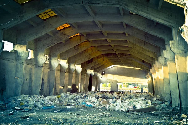 Abandoned Old Factory. Toned Image.