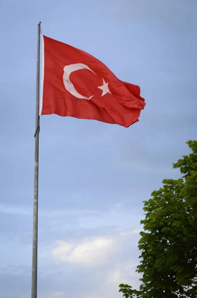 Bandiera Nazionale Della Turchia Blue Sky — Foto Stock