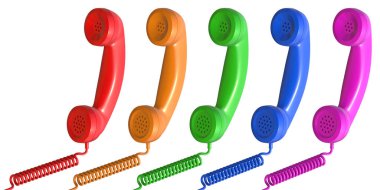 Telefon ahizesi seti, bu 3 boyutlu oluşturulmuş bir bilgisayar görüntüsü. Beyazda izole edilmiş.
