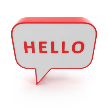 Merhaba konuşma balonu kırmızı ve beyaz konuşma balonu
