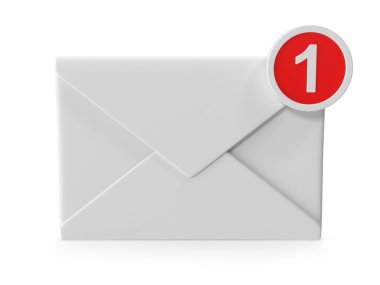 Okunmamış yeni bir iletiyi gösteren bir bildirim ile zarf