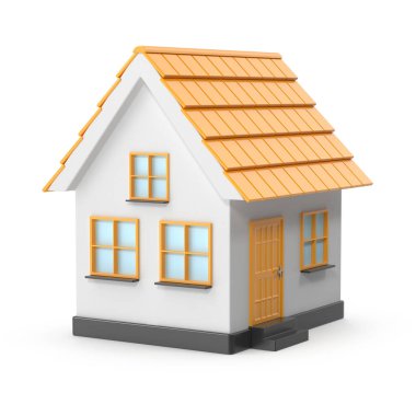 Turuncu çatılı 3D karikatür evi