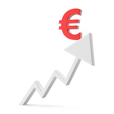 Avro para birimi büyümesi, beyaz resimde izole.