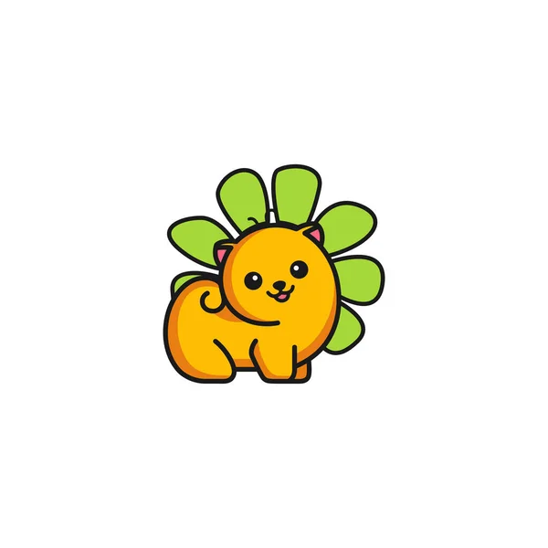 Cute Sticker Puppy Flower Variant Color — Stock Vector