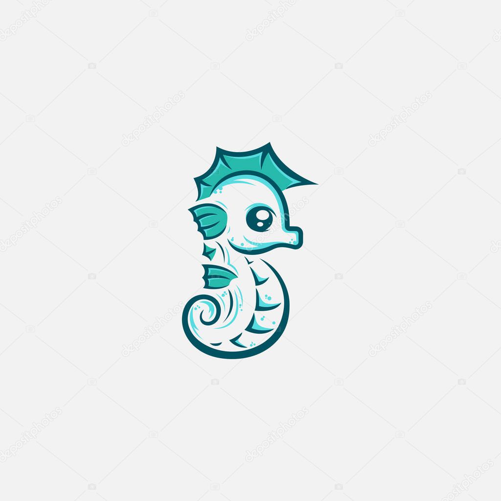 Cute seahorse design line art with variant color