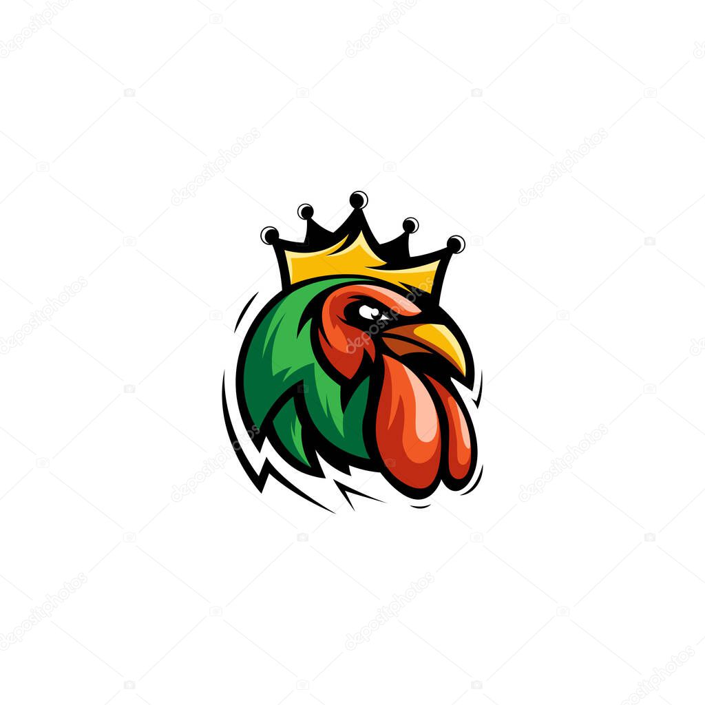 King of rooster logo icon with variant color
