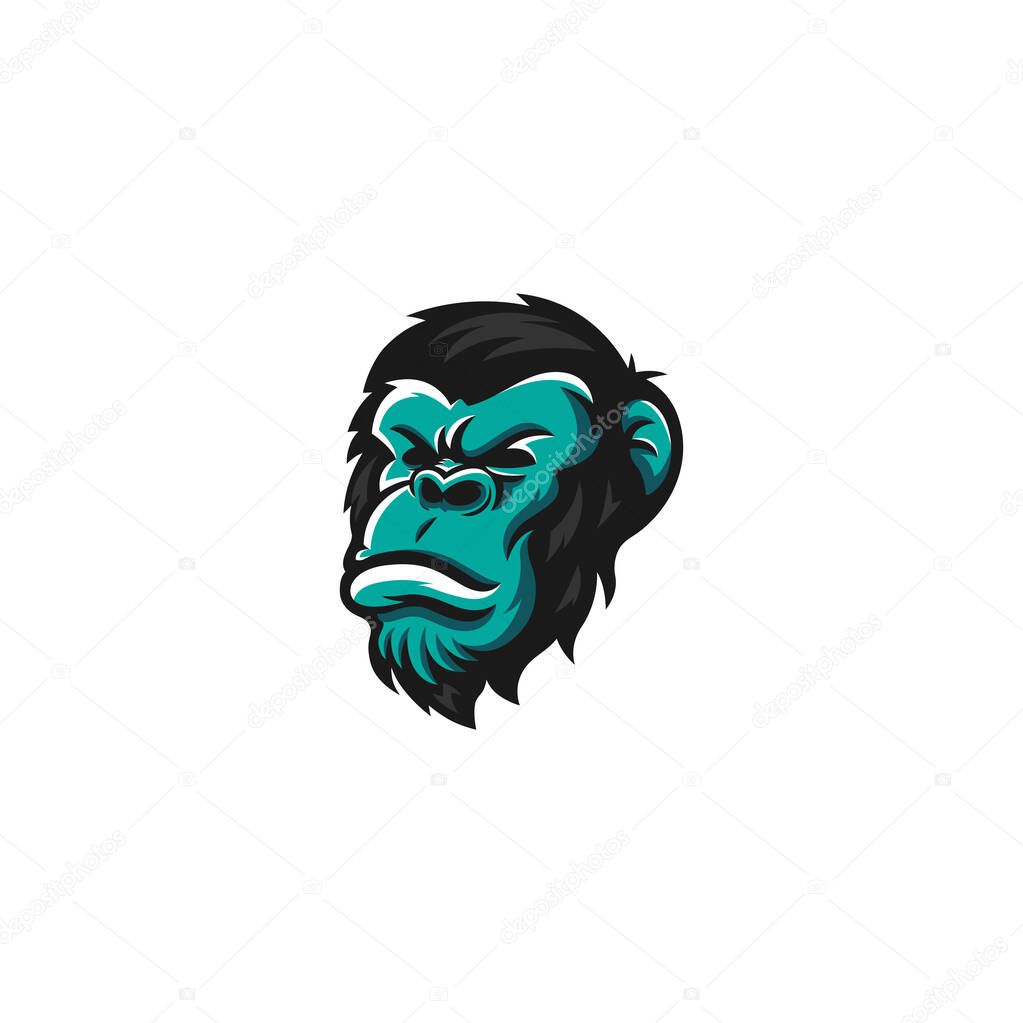 Head of monkey for sport symbol with variant color