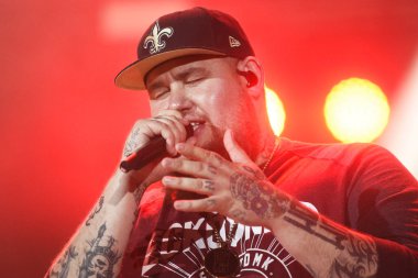 Novi Sad, Sırbistan - 10 Temmuz 2017: İngiliz şarkıcı-söz yazarı Rory Graham aka bez-n-kemik adam Beaumont'ta çıkış müzik festivali Petrovradin kale Novi Sad, Sırbistan için 10 Temmuz 2017 üzerinde gerçekleştirir